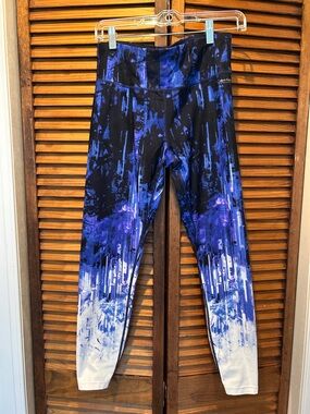 Calvin Klein Black, Blue & White Abstract Print Leggings